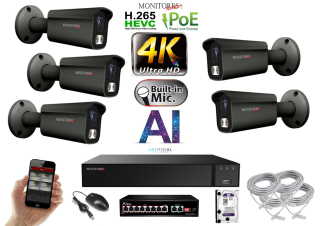 MS 4K IP 5 kamerový set so switchom 8 Mpix GTube (6379K5B) 